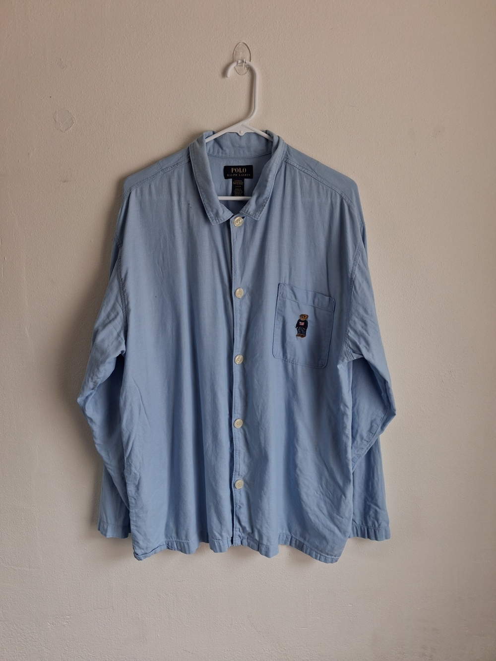 Polo Ralph Sleepwear Bear Long Sleeve Shirt Men's Large